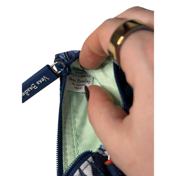 Vera Bradley ID Key Fob Change Purse and Lanyard in Cotton Floral Bursts - Picture 5 of 9